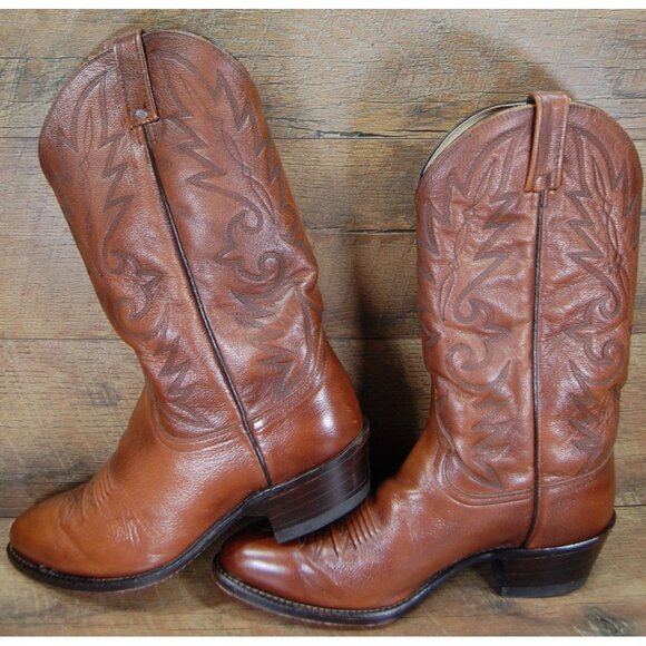 Vintage DAN POST Men\'s 9.5 D #9398 All Leather Brown Western Cowboy Boots main image 6